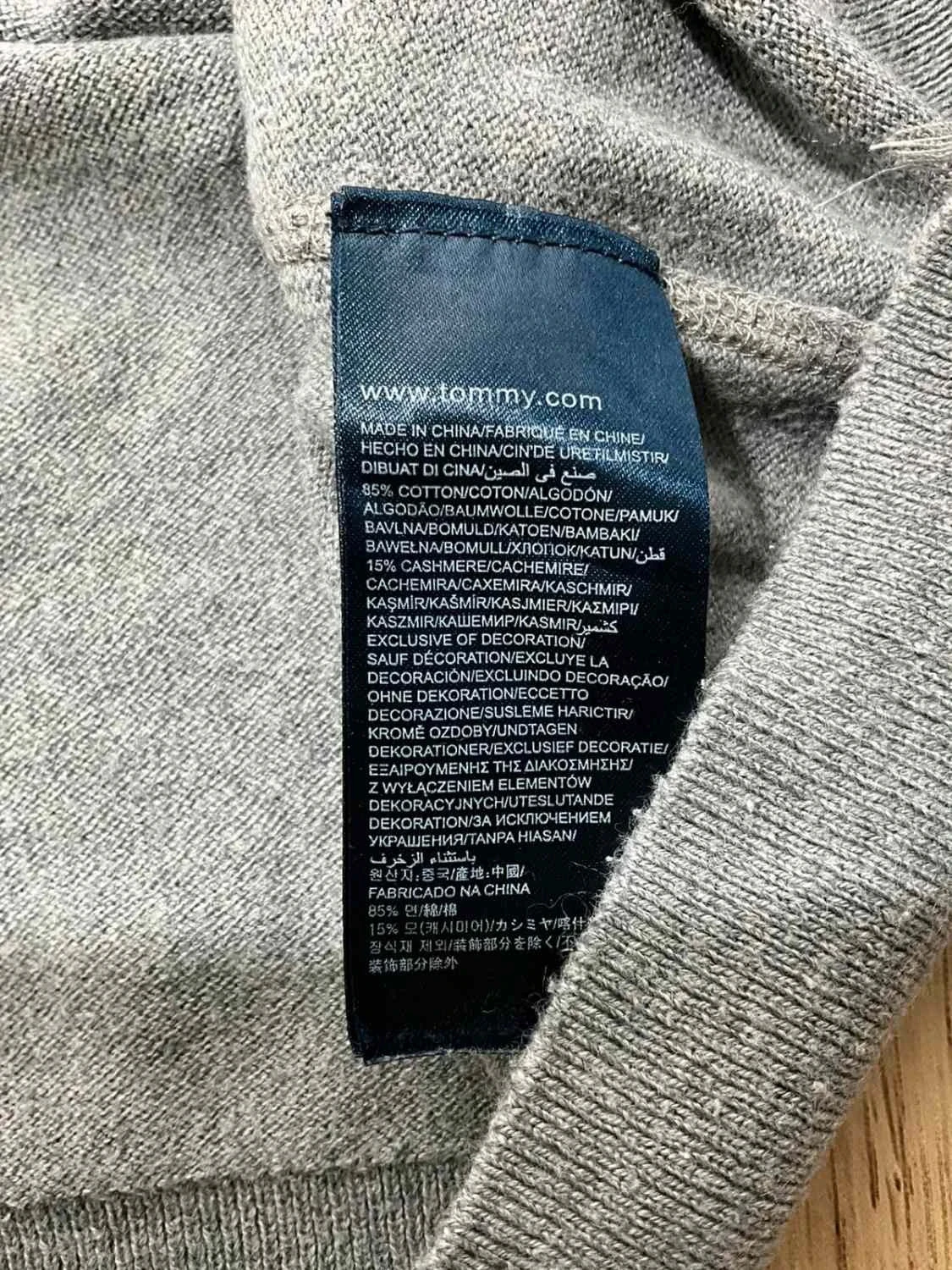Pull Tommy Hilfiger V-neck Femme S coton cashmere Gris – photo 6